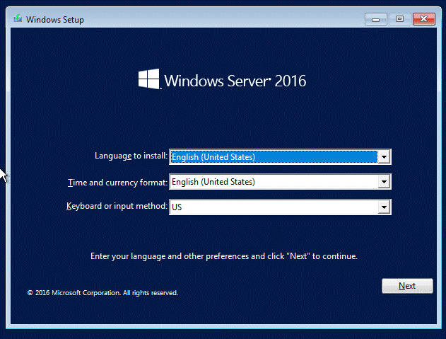 Cài đặt windows server 2016 – 1
